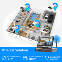 Hiseeu 8CH 3MP 1536P bezprzewodowy zestaw kamery bezpieczeństwa na zewnątrz wodoodporny 1080P 2MP kamera IP System CCTV zestaw z 10.1 "monitorem NVR 5